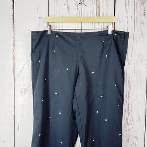 R.Q.T. Womens Pants Size 18 Polka Dot Flat Front Straight Leg Black